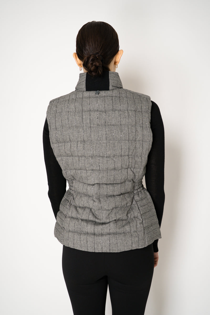Lorena Antoniazzi Wool Viscose Padded Hourglass Vest in Grey Vancouver. Shop Online or in Store.