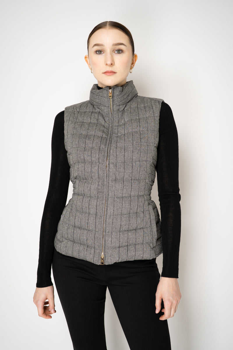 Lorena Antoniazzi Wool Viscose Padded Hourglass Vest in Grey Vancouver. Shop Online or in Store.