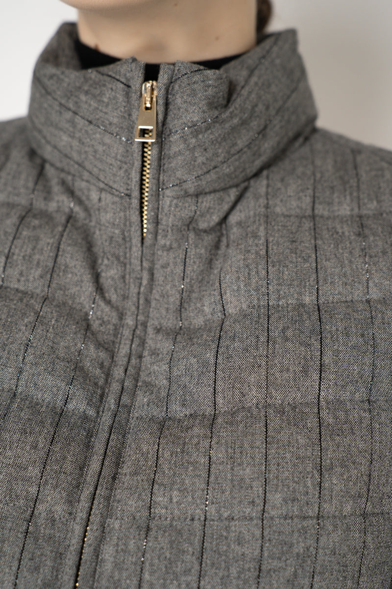 Lorena Antoniazzi Wool Viscose Padded Hourglass Vest in Grey Vancouver. Shop Online or in Store.