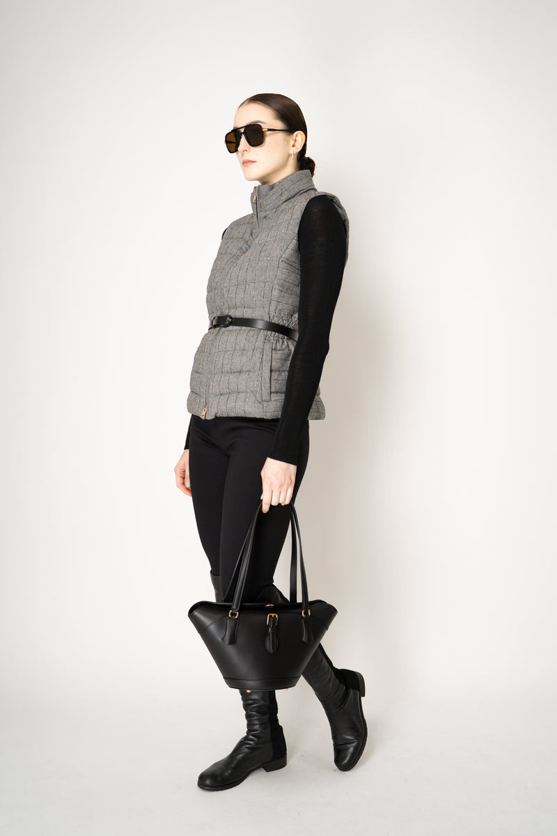 Lorena Antoniazzi Wool Viscose Padded Hourglass Vest in Grey Vancouver. Shop Online or in Store.