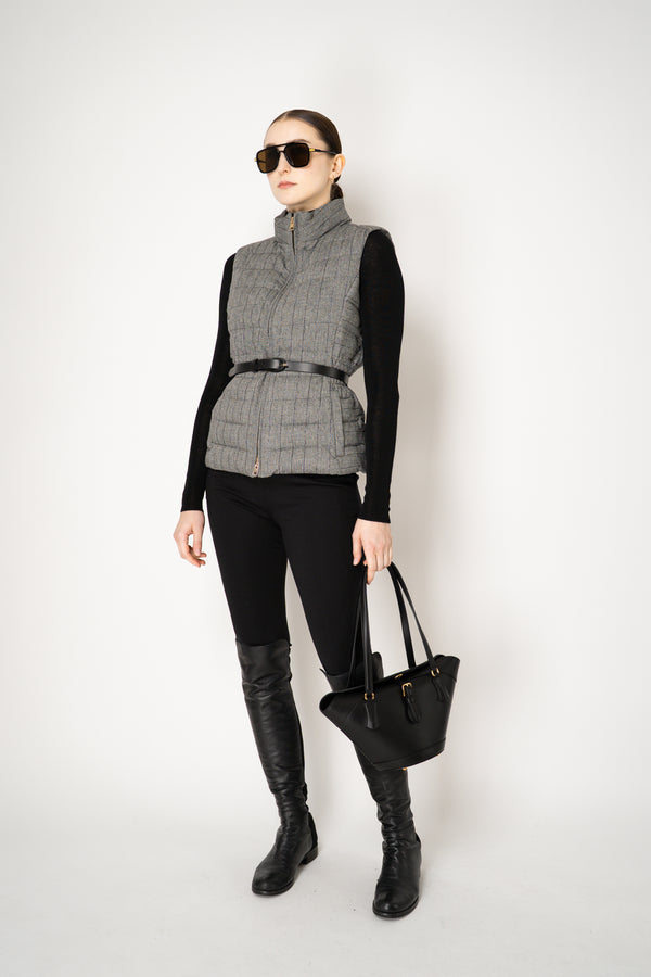 Lorena Antoniazzi Wool Viscose Padded Hourglass Vest in Grey Vancouver. Shop Online or in Store.