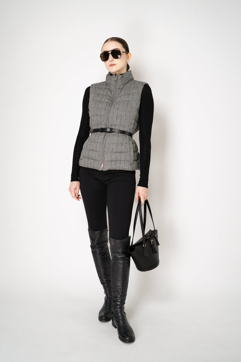 Lorena Antoniazzi Wool Viscose Padded Hourglass Vest in Grey Vancouver. Shop Online or in Store.