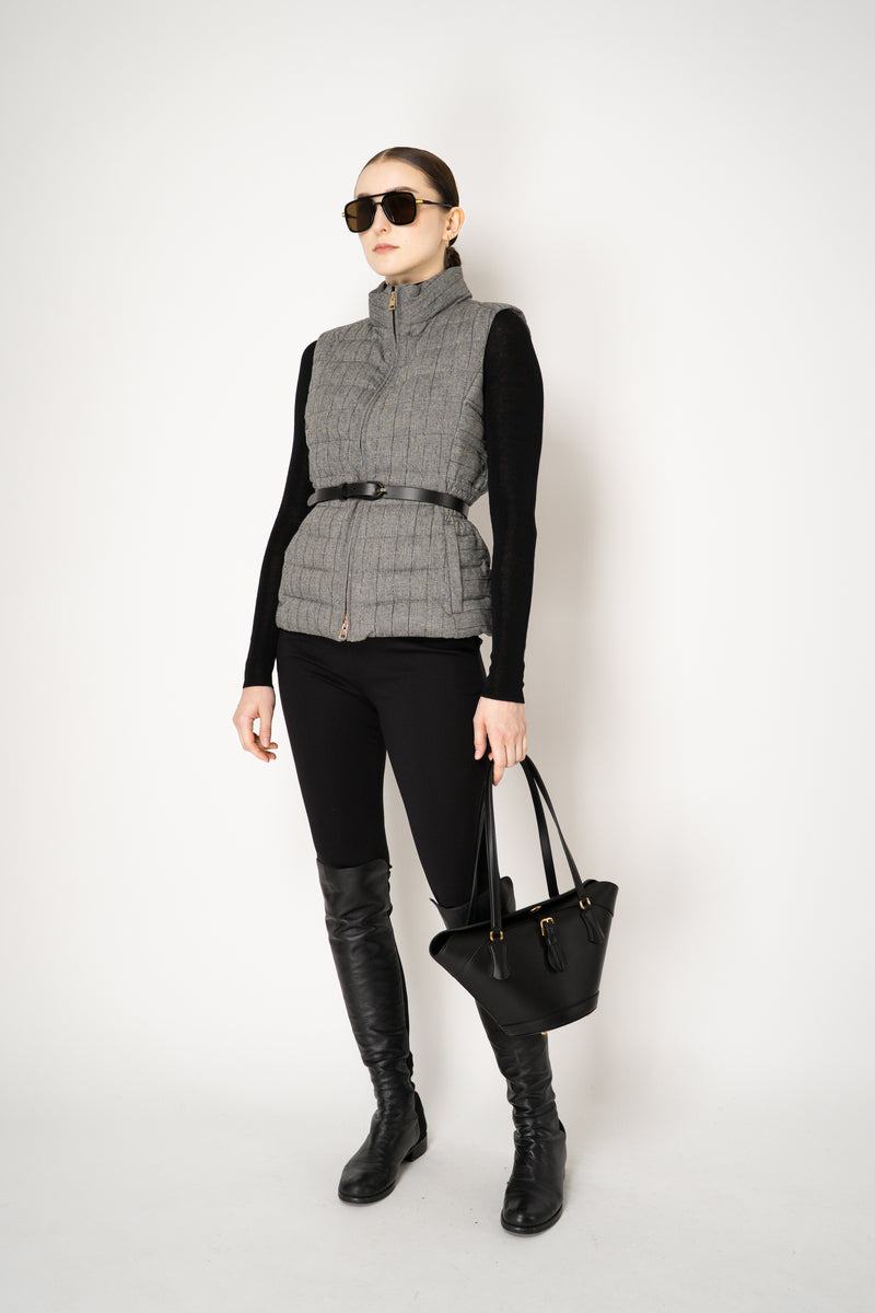 Lorena Antoniazzi Wool Viscose Padded Hourglass Vest in Grey Vancouver. Shop Online or in Store.