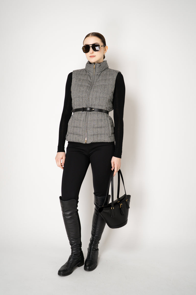 Lorena Antoniazzi Wool Viscose Padded Hourglass Vest in Grey Vancouver. Shop Online or in Store.