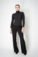 Lorena Antoniazzi Wool Viscose Ribbed Turtleneck Pullover in Dark Grey Vancouver. Shop Online or in Store.