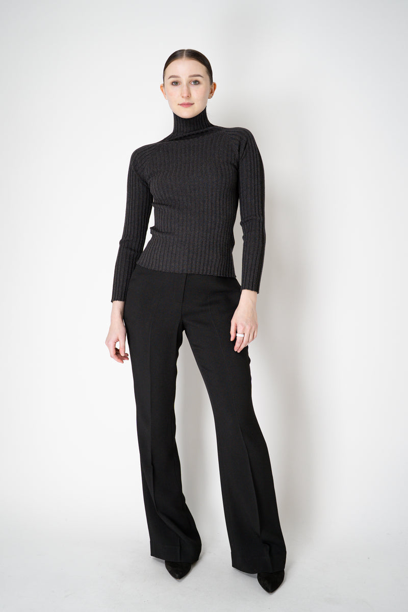 Lorena Antoniazzi Wool Viscose Ribbed Turtleneck Pullover in Dark Grey Vancouver. Shop Online or in Store.