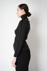 Lorena Antoniazzi Wool Viscose Ribbed Turtleneck Pullover in Dark Grey Vancouver. Shop Online or in Store.