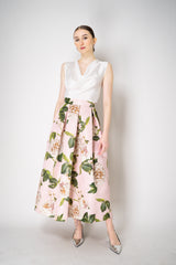 Lunatica Milano Brocade Maxi Skirt Luna MLX Roses Print in Pink Vancouver. Shop Online or in Store.