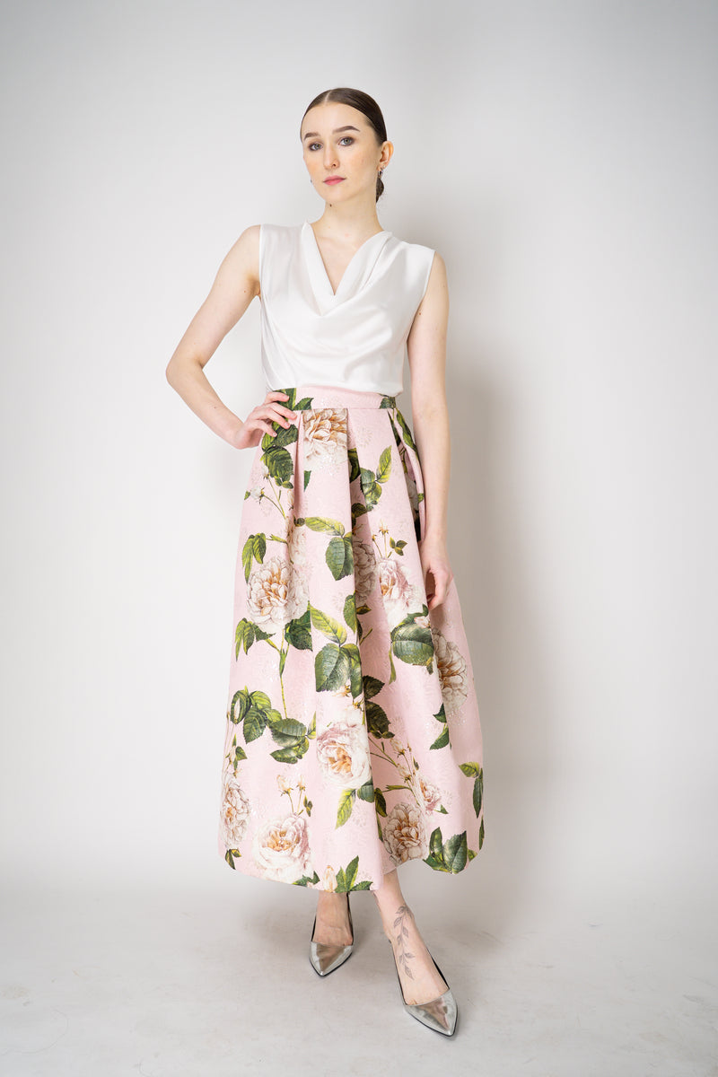 Lunatica Milano Brocade Maxi Skirt Luna MLX Roses Print in Pink Vancouver. Shop Online or in Store.