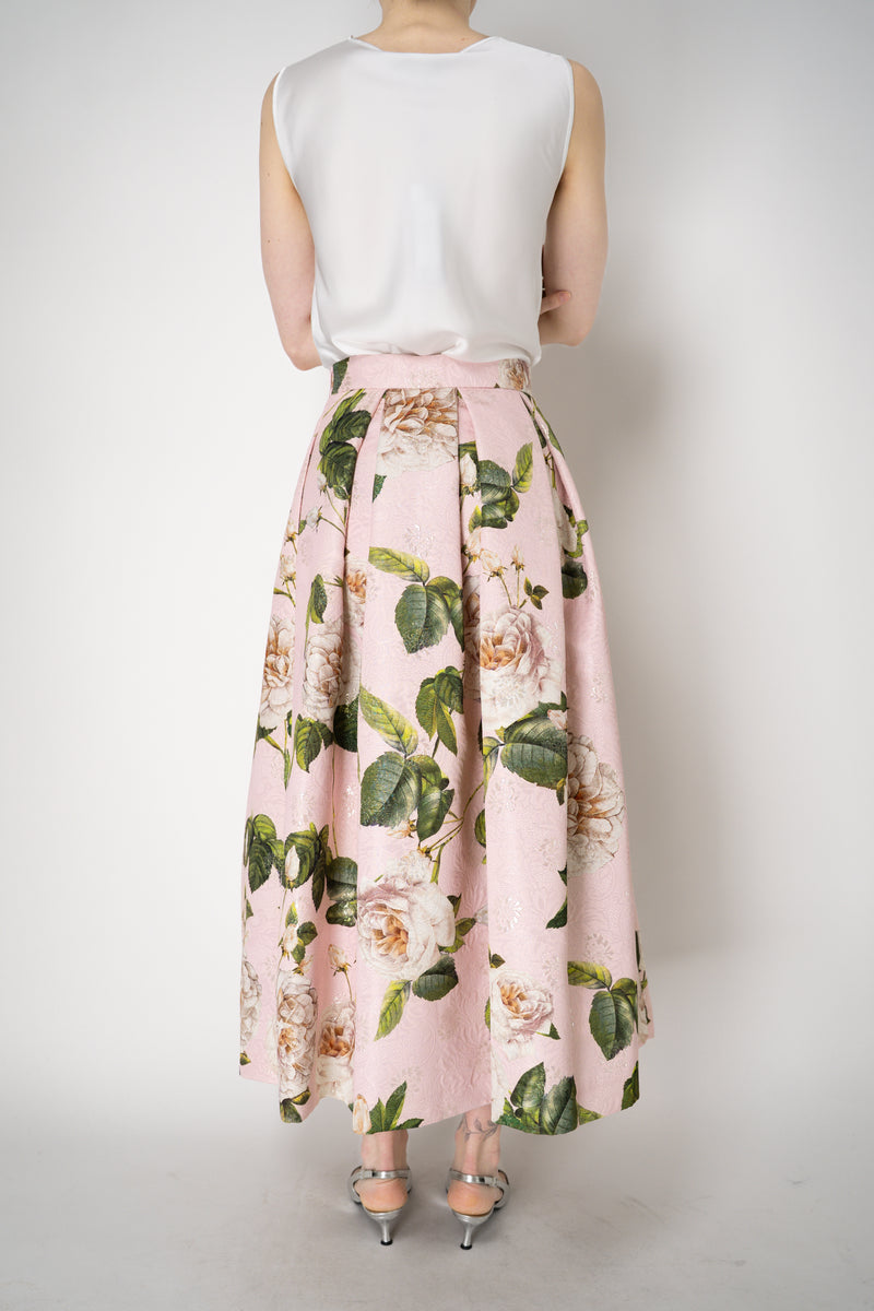 Lunatica Milano Brocade Maxi Skirt Luna MLX Roses Print in Pink Vancouver. Shop Online or in Store.