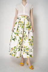 Lunatica Milano Brocade Maxi Skirt T-Lemon Print in White and Green Vancouver. Shop Online or in Store.