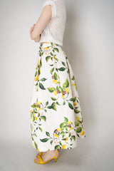 Lunatica Milano Brocade Maxi Skirt T-Lemon Print in White and Green Vancouver. Shop Online or in Store.