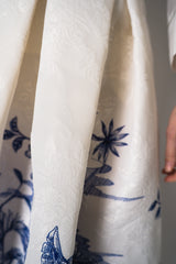 Lunatica Milano Brocade Maxi Skirt T-Palm Print in White and Blue Vancouver. Shop Online or in Store.