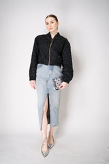 Lunatica Milano Jacquard Cropped Bomber Jacket Circle Embossed Print in Black Vancouver. Shop Online or in Store.