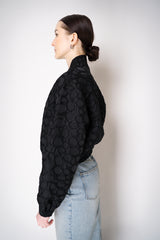 Lunatica Milano Jacquard Cropped Bomber Jacket Circle Embossed Print in Black Vancouver. Shop Online or in Store.
