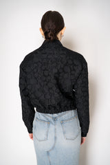 Lunatica Milano Jacquard Cropped Bomber Jacket Circle Embossed Print in Black Vancouver. Shop Online or in Store.