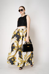 Lunatica Milano Matelasse Brocade Maxi Pleated Skirt in Baroque Print Vancouver. Shop Online or in Store.