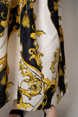 Lunatica Milano Matelasse Brocade Maxi Pleated Skirt in Baroque Print Vancouver. Shop Online or in Store.