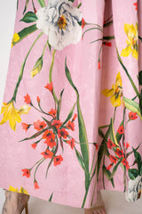 Lunatica Milano Matelasse Brocade Maxi Pleated Skirt in Pink Garden Print Vancouver. Shop Online or in Store.