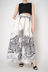Lunatica Milano Matelasse Brocade Maxi Pleated Skirt in Sketch Leo Print Vancouver. Shop Online or in Store.