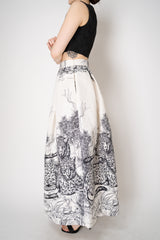 Lunatica Milano Matelasse Brocade Maxi Pleated Skirt in Sketch Leo Print Vancouver. Shop Online or in Store.