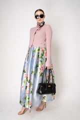 Lunatica Milano Satin Maxi Pleated Skirt in Camellia Print Vancouver. Shop Online or in Store.