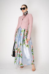 Lunatica Milano Satin Maxi Pleated Skirt in Camellia Print Vancouver. Shop Online or in Store.