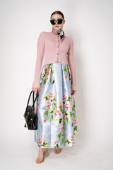 Lunatica Milano Satin Maxi Pleated Skirt in Camellia Print Vancouver. Shop Online or in Store.