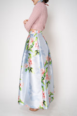 Lunatica Milano Satin Maxi Pleated Skirt in Camellia Print Vancouver. Shop Online or in Store.