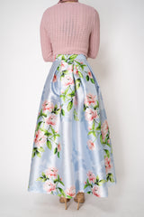 Lunatica Milano Satin Maxi Pleated Skirt in Camellia Print Vancouver. Shop Online or in Store.