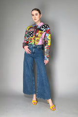 Moschino Jeans Cropped Patchwork Stretch Cotton Jacket