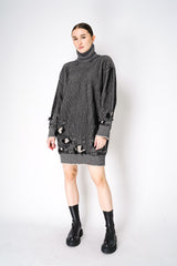 MM6 Reversible Distressed Dress in White and Black Melange Vancouver. Shop Online or in Store.