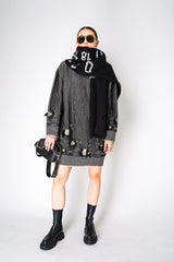 MM6 Reversible Distressed Dress in White and Black Melange Vancouver. Shop Online or in Store.