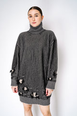 MM6 Reversible Distressed Dress in White and Black Melange Vancouver. Shop Online or in Store.