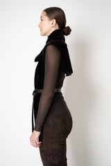 Manzoni 24 Lamb Shearling Cowl Neck Belted Pettorina in Espresso Vancouver. Shop Online or in Store.