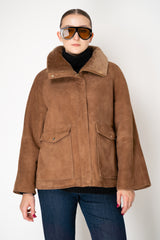 Manzoni 24 Lamb Shearling Suede Jacket in Camel Vancouver. Shop Online or in Store.