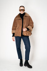 Manzoni 24 Lamb Shearling Suede Jacket in Camel Vancouver. Shop Online or in Store.