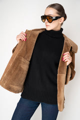 Manzoni 24 Lamb Shearling Suede Jacket in Camel Vancouver. Shop Online or in Store.