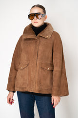 Manzoni 24 Lamb Shearling Suede Jacket in Camel Vancouver. Shop Online or in Store.