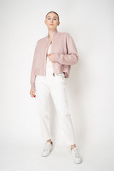 Manzoni 24 Loro Piana Wool Cashmere Flannel Bomber Jacket in Rose Vancouver. Shop Online or in Store.