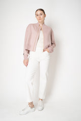 Manzoni 24 Loro Piana Wool Cashmere Flannel Bomber Jacket in Rose Vancouver. Shop Online or in Store.