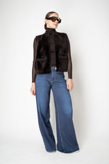 Manzoni 24 Shearling Vest with Knit Back in Espresso Vancouver. Shop Online or in Store