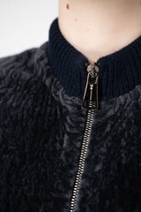 Manzoni 24 Shearling Vest with Knit Back in Navy Vancouver. Shop Online or in Store