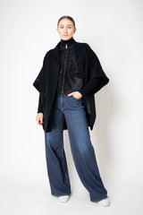 Manzoni 24 Shearling Vest with Knit Back in Navy Vancouver. Shop Online or in Store