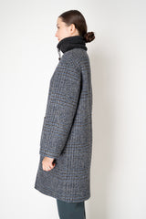 Manzoni 24 Wool Alpaca Bouclé Reversible Coat in Grey and Navy Print Vancouver. Shop Online or in Store.