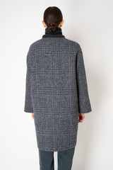 Manzoni 24 Wool Alpaca Bouclé Reversible Coat in Grey and Navy Print Vancouver. Shop Online or in Store.