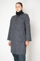 Manzoni 24 Wool Alpaca Bouclé Reversible Coat in Grey and Navy Print Vancouver. Shop Online or in Store.