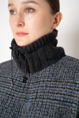 Manzoni 24 Wool Alpaca Bouclé Reversible Coat in Grey and Navy Print Vancouver. Shop Online or in Store.