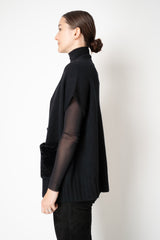 Manzoni 24 Wool Cashmere Knit Poncho with Shearling Pockets in Black Vancouver. Shop Online or in Store
