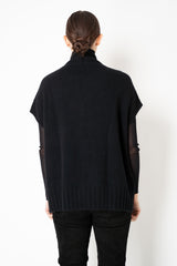 Manzoni 24 Wool Cashmere Knit Poncho with Shearling Pockets in Black Vancouver. Shop Online or in Store